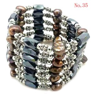 36 inches Coffee Natural Pearl Multifunctional Magnetic Bracelet