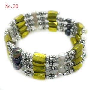 36 inches Natural Double Color Pearl & Yellow Gold Multifunctional Magnetic Bracelet