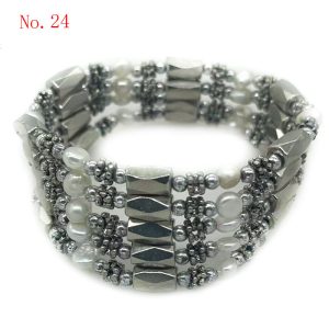 36 inches Natural White Pearl Multifunctional Silver Magnetic Bracelet