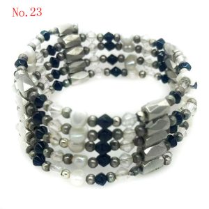 36 inches Black Crystal Beaded & Natural White Pearl Multifunctional Magnetic Bracelet