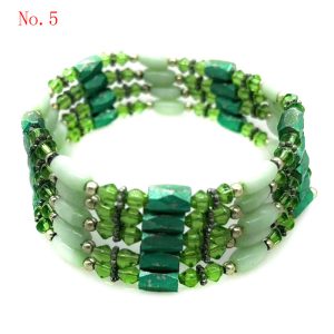 36 inches Green Crystal Beaded & Green Pearl Multifunctional Magnetic Bracelet