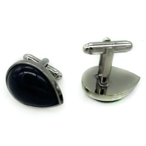 Wholesale 23mm Raindrop Shaped Black Onyx Sterling Silver Cufflink