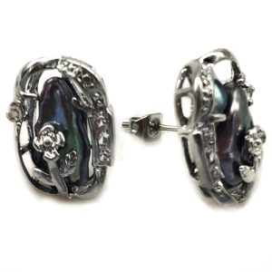 Wholesale 13x20mm Black Natural Baroque Pearl Stud Earring
