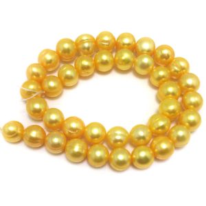 16 inches 10-11mm Yellow Gold Natural Potato Pearls Loose Strand
