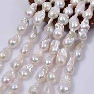 16 inches 12-22mm High Luster White Fireball Baroque Pearls Loose Strand