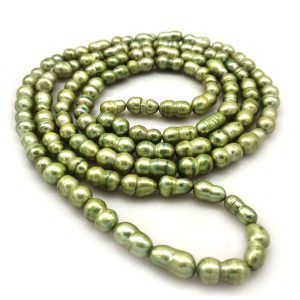 48 inches 9-10mm Green Natural Baroque Pearl Long Chain Necklace
