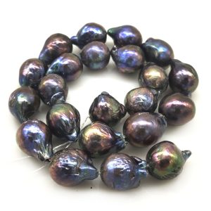 16 inches 15-25mm Black Natural Large Baroque Pearls Loose Strand