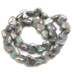 16 inches 12X15mm Silver Gray Natural Butterfly Shaped Pearls Loose Strand