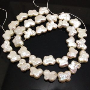 16 inches 10X13mm Natural White Butterfly Shaped Pearls Loose Strand