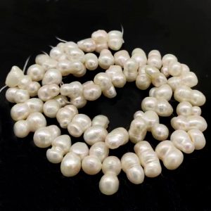 16 inches 10-20mm White Vertically Drilled Natural Peanut Pearls Loose Strand