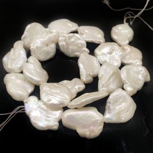 16 inches 15-20mm Natural White Baroque Keshi Pearls Loose Strand