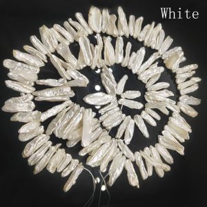 16 inches 12-20mm Natural White Side Drilled Baroque Biwa Pearls Loose Strand