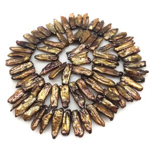 16 inches 18-20mm Brown Side Drilled Large Baroque Biwa Pearls Loose Strand