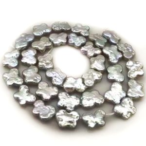 16 inches 10X13mm Silver Gray Natural Butterfly Shaped Pearls Loose Strand