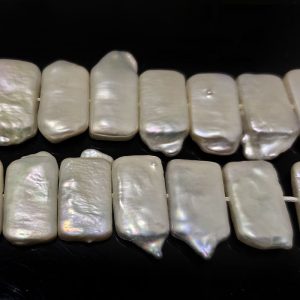 16 inches 10x20mm White Natural Rectangular Flat Pearls Loose Strand