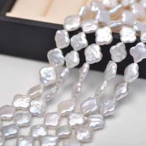 16 inches 16-17mm Natural White Lantern Baroque Coin Pearls Loose Strand