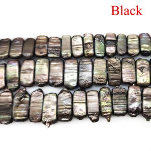 16 inches 10x20mm Black Natural Rectangular Flat Pearls Loose Strand
