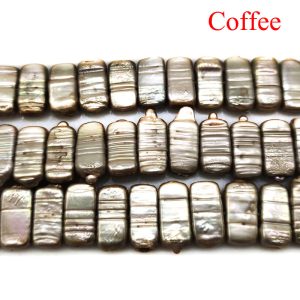 16 inches 10x20mm Coffee Natural Rectangular Flat Pearls Loose Strand