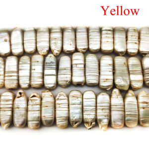 16 inches 10x20mm Yellow Natural Rectangular Flat Pearls Loose Strand