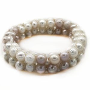 Double Rows 8-9mm Natural Double Color Fresh Water Elastic Pearl Bracelet