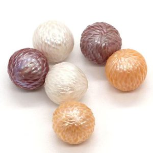 Wholesale 11-13mm Round Dragon Skin Carved Loose Edison Pearl