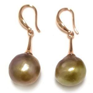 11-12mm Natural Lavender+ Baroque Pearl Yellow Gold Filled Earring
