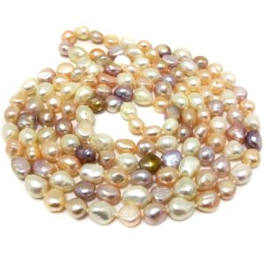64 inches 8-9mm Multicolor Baroque Pearl Long Chain Necklace