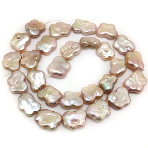 16 inches 10X13mm Natural Pink Butterfly Shaped Pearls Loose Strand