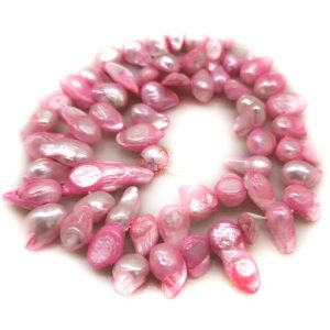 16 inches 8-13mm Pink Natural Side Drilled Blister Pearls Loose Strand