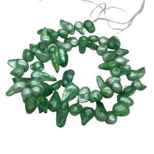 16 inches 8-13mm Green Natural Side Drilled Blister Pearls Loose Strand
