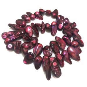 16 inches 8-13 mm Wine Side Drilled Natural Blister Pearls Loose Strand