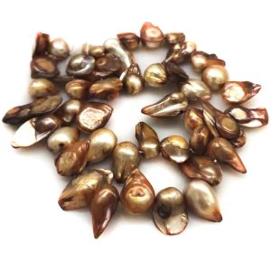 16 inches 8-13mm Coffee Natural Side Drilled Blister Pearls Loose Strand
