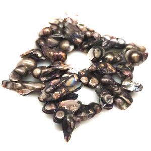 16 inches 8-13mm Brown Natural Side Drilled Blister Pearls Loose Strand