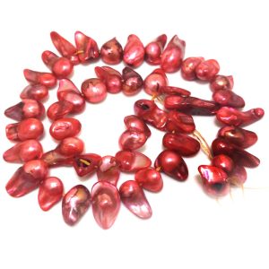 16 inches 8-13mm Red Natural Side Drilled Blister Pearls Loose Strand