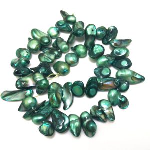 16 inches 8-13mm Dark Green Natural Side Drilled Blister Pearls Loose Strand