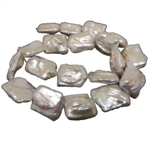 16 inches 20-25mm Natural White Flat Square Large Baroque Pearls Loose Strand