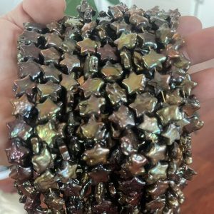 Wholesale 16 inches 13-14mm Dark Green Baroque Star Pearls Loose Strand