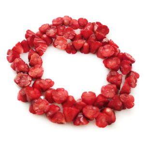 16 inches 8x10mm Red Trumpet Flower Carved Natural Coral Beads Loose Strand