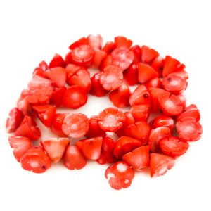 16 inches 8x10mm Salmon Trumpet Flower Carved Natural Coral Beads Loose Strand