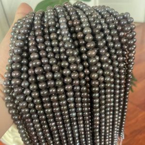 Wholesale 16 inches 8-9mm Dark Gray Natural Round Pearls Loose Strand