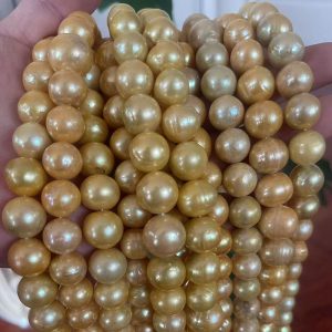 Wholesale 16 inches 11-14mm Yellow Gold Natural Edison Pearls Loose Strand