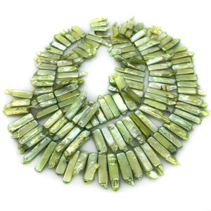16 inches 25-40mm Side Drilled Green Rectangular Pearls Loose Strand