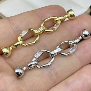 Wholesale 10x50mm 925 Sterling Silver Zirconia Jewelry Clasp