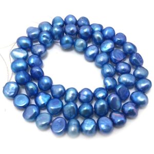 16 inches 6-8mm Dark Blue Natural Nugget Baroque Pearls Loose Strand