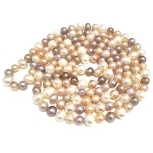 48 inches 7-8mm Natural Multicolor Potato Pearl Long Chain Necklace