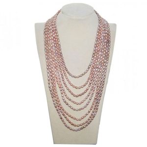 18-30 inches 4-5mm Natural Lavender Fresh Water Rice Pearl Necklace