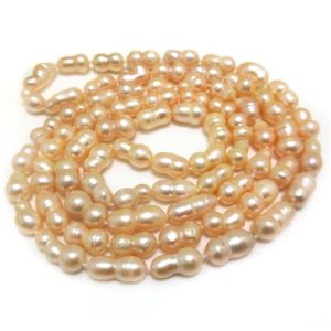 48 inches 9-10mm Natural Pink Peanut Baroque Pearl Long Chain Necklace