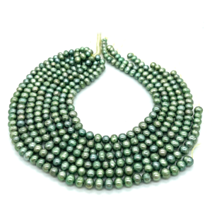 16 inches 9-10mm Dark Green Potato Freshwater Pearls Loose Strand