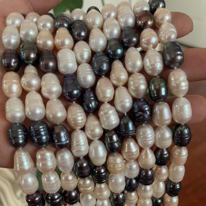 16 inches 10-11mm Multicolor Natural Rice Pearls Loose Strand
