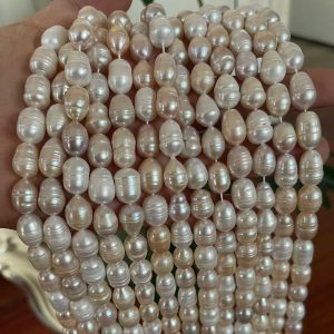 16 inches 10-11mm Natural Multicolor Rice Shaped Pearls Loose Strand
